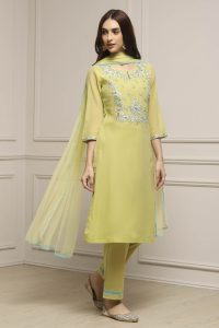 Sage Green Art Silk A-Line Kurta Regular Pant Suit Set